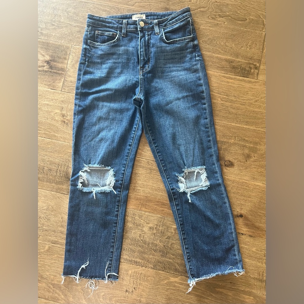 L'AGENCE High Rise Audrina Distressed Denim Jeans